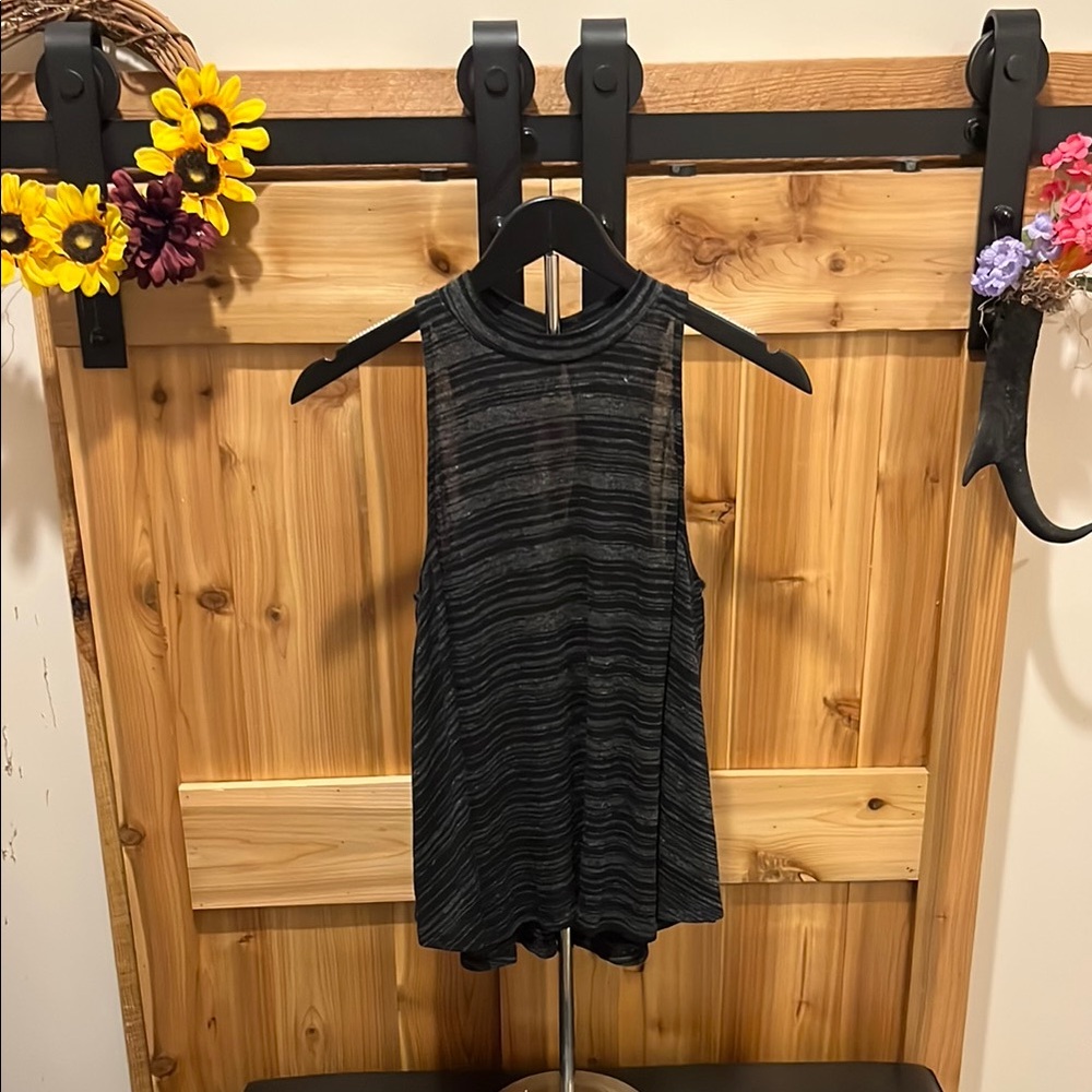 Express Black and Gray Striped Tank Top